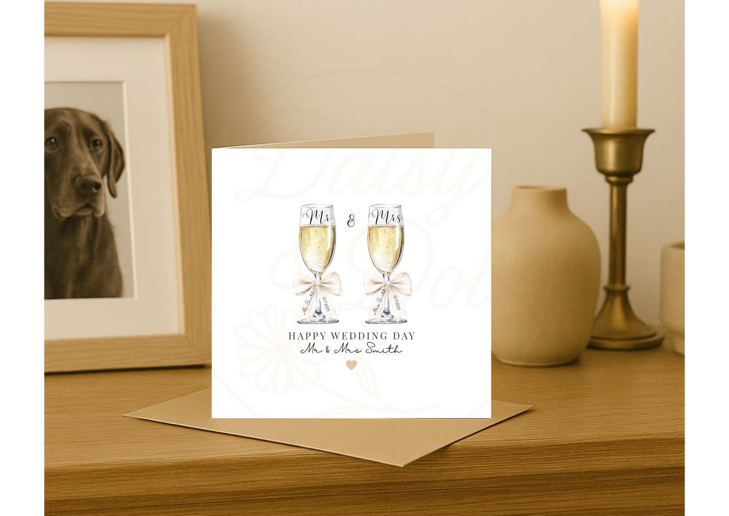 Personalised Champagne Glass Wedding Card for Mr & Mrs, Mr & Mr and Mrs & Mrs