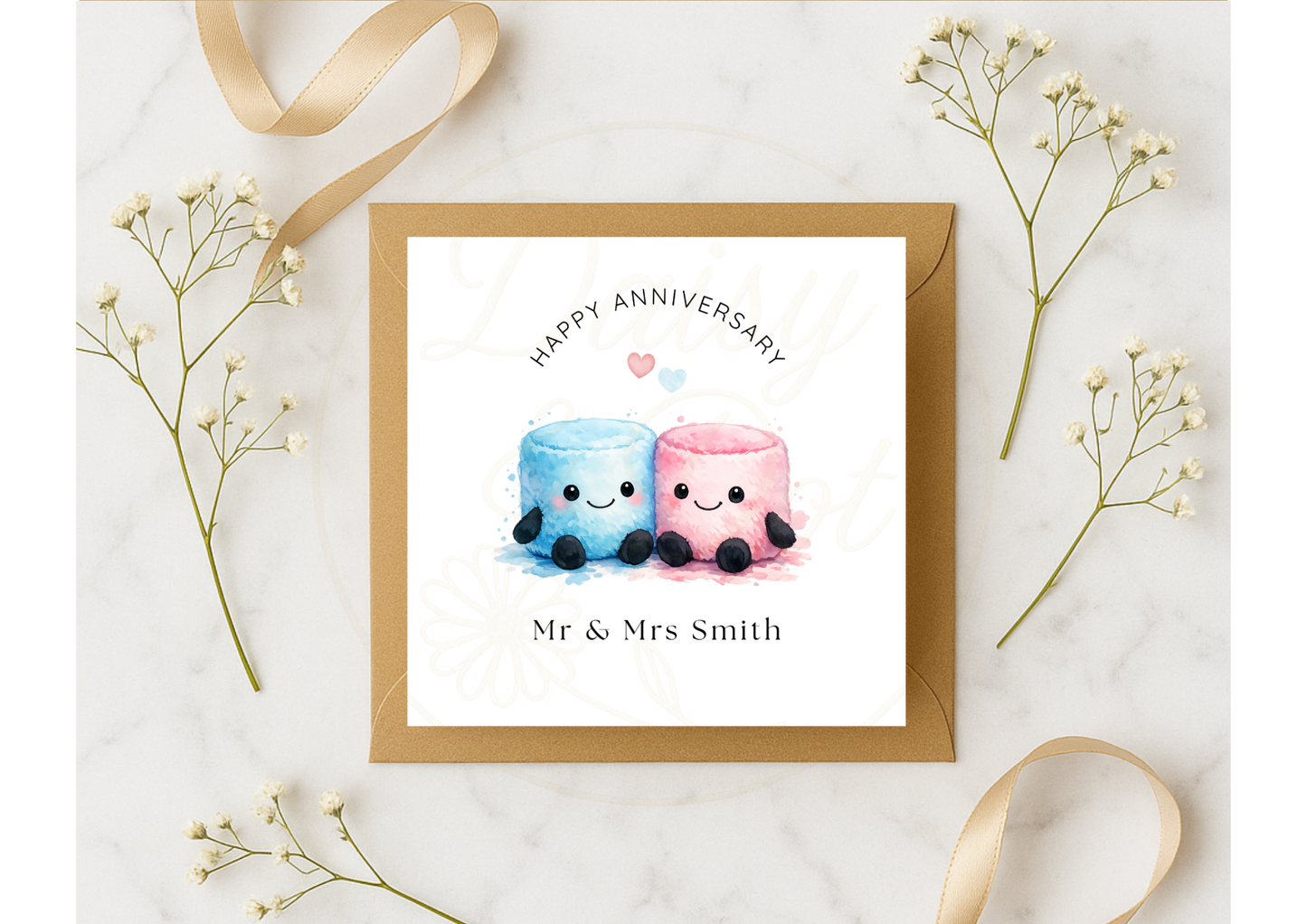 Personalised Cute Marshmallow Couple Anniversary Card