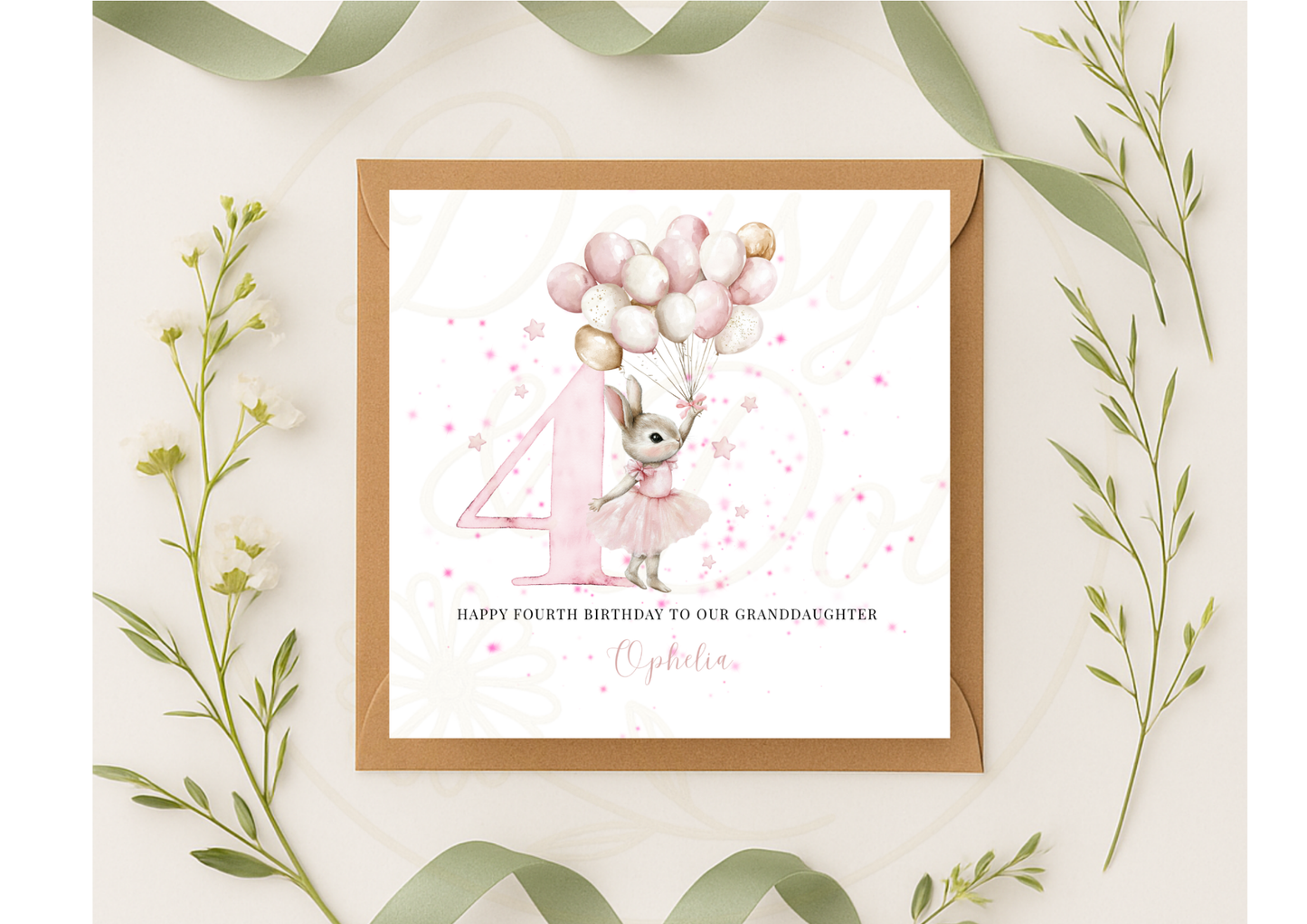 Personalised Pink Number Birthday Card Age 1–5 For Daughter Niece Granddaughter