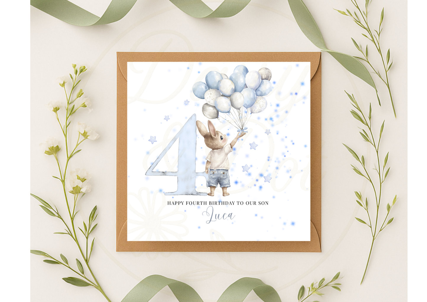 Personalised Blue Number Birthday Card Age 1–5 For Son, Grandson, Nephew