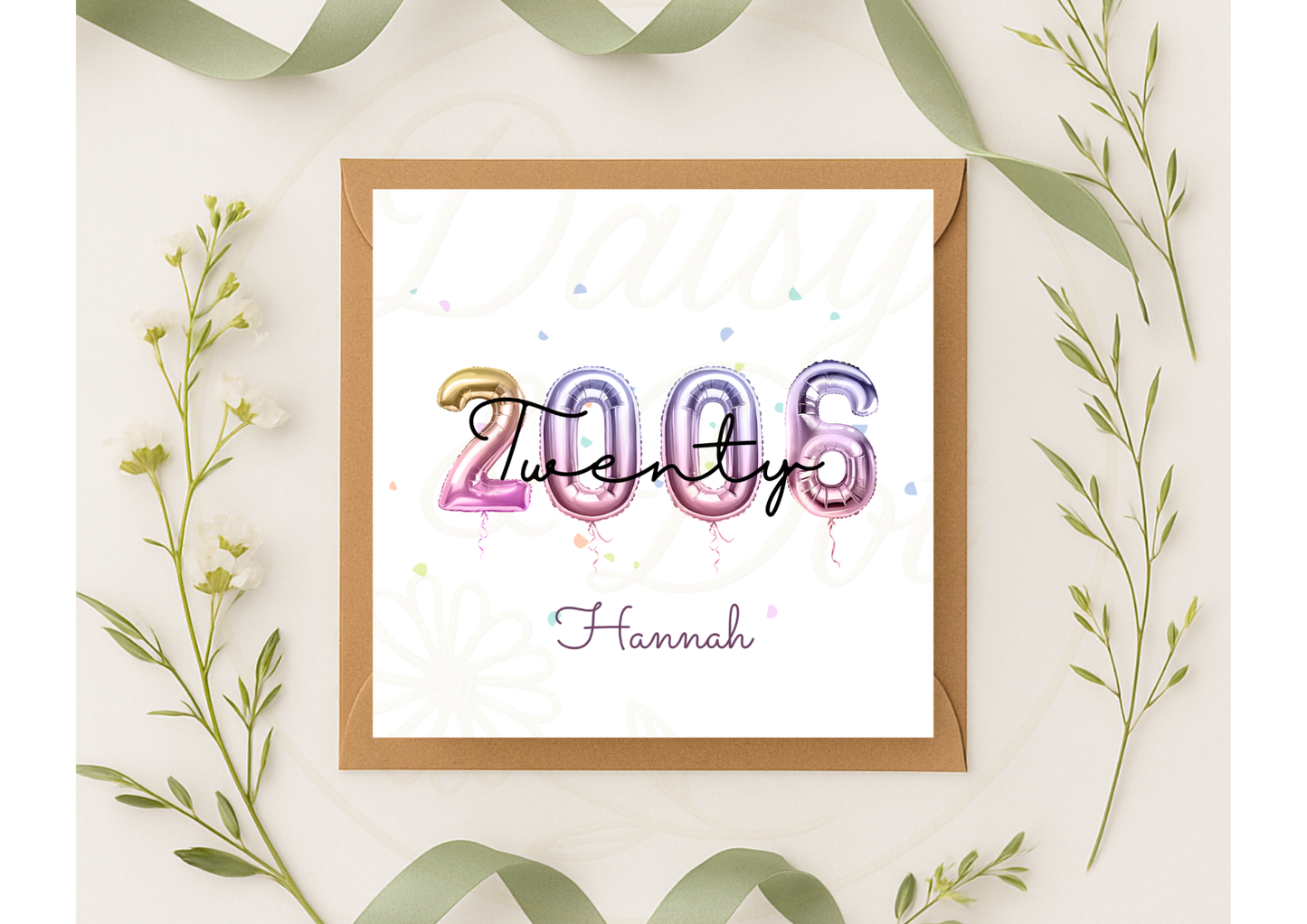 Personalised Year of Birth Birthday Card | Foil Balloon Effect Milestone Birthday Keepsake
