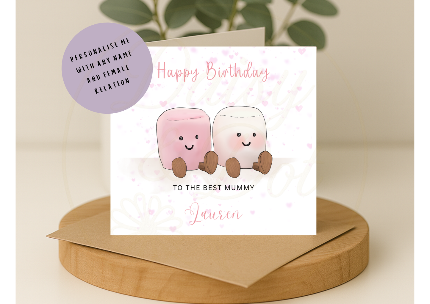 Personalised Kawaii Marshmallow Birthday Card