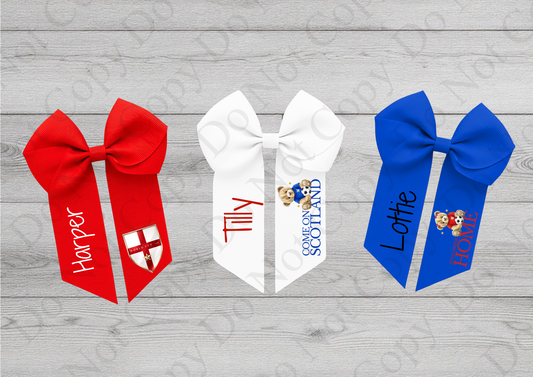 Personalised England & Scotland World Cup Hair Bow