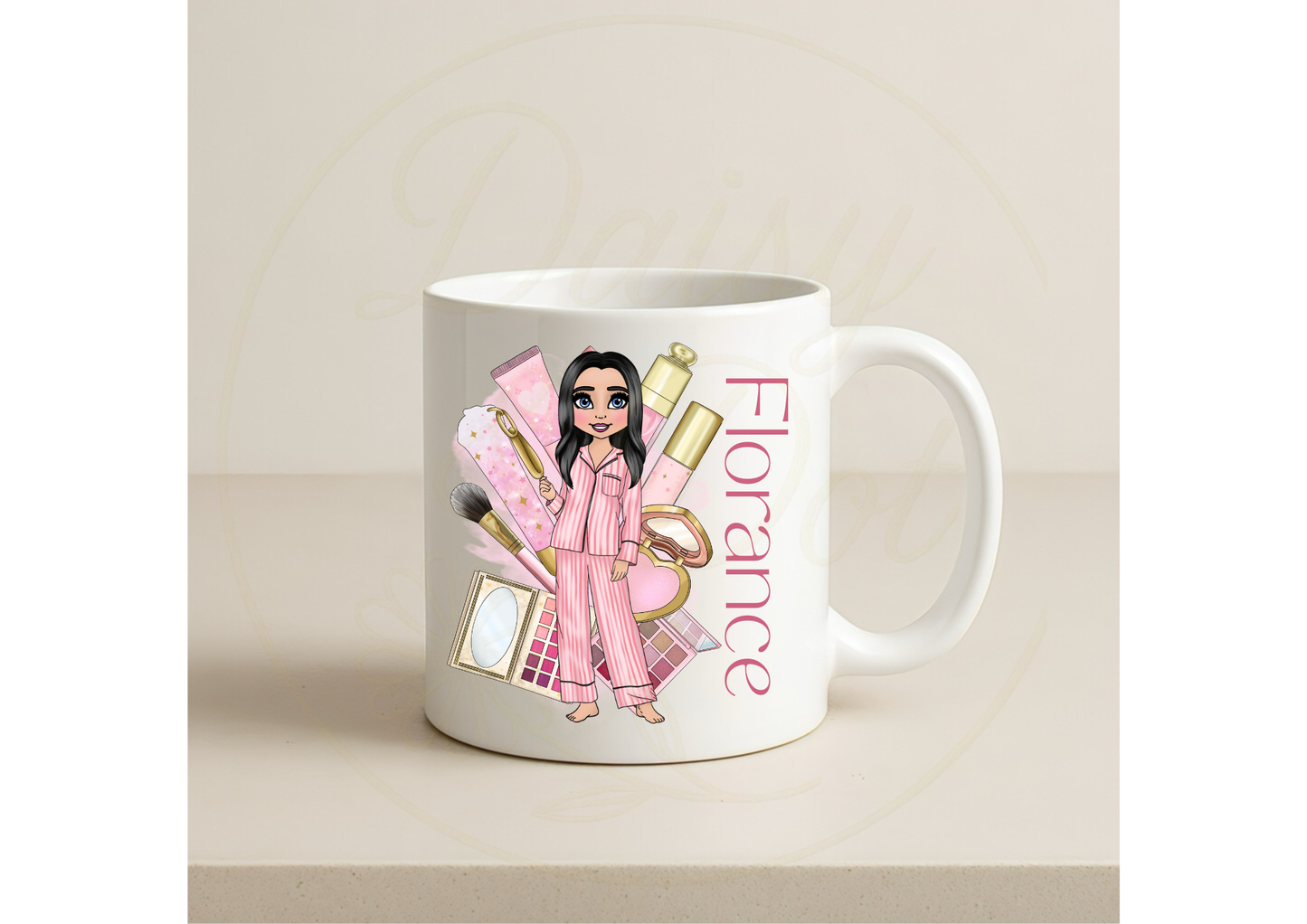 Personalised Dolly Mug – Custom Character Makeup Theme Coffee Cup