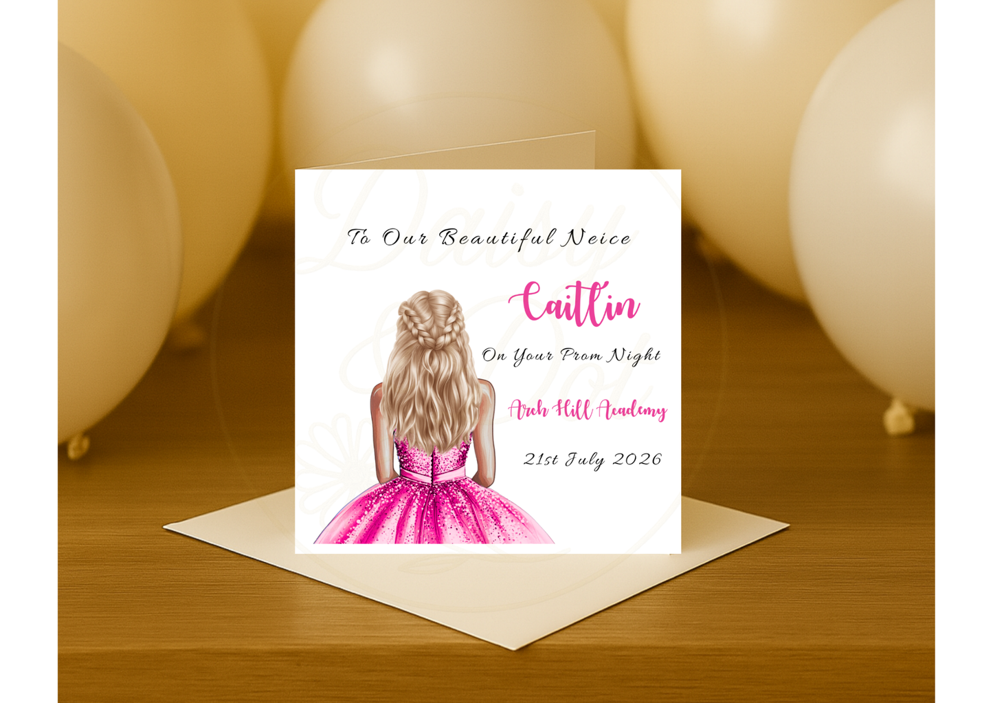 Personalised Prom Card for Daughter, Granddaughter & Niece