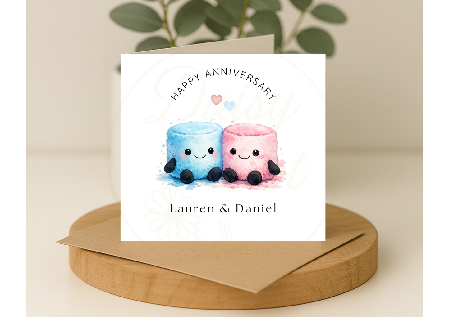 Personalised Cute Marshmallow Couple Anniversary Card