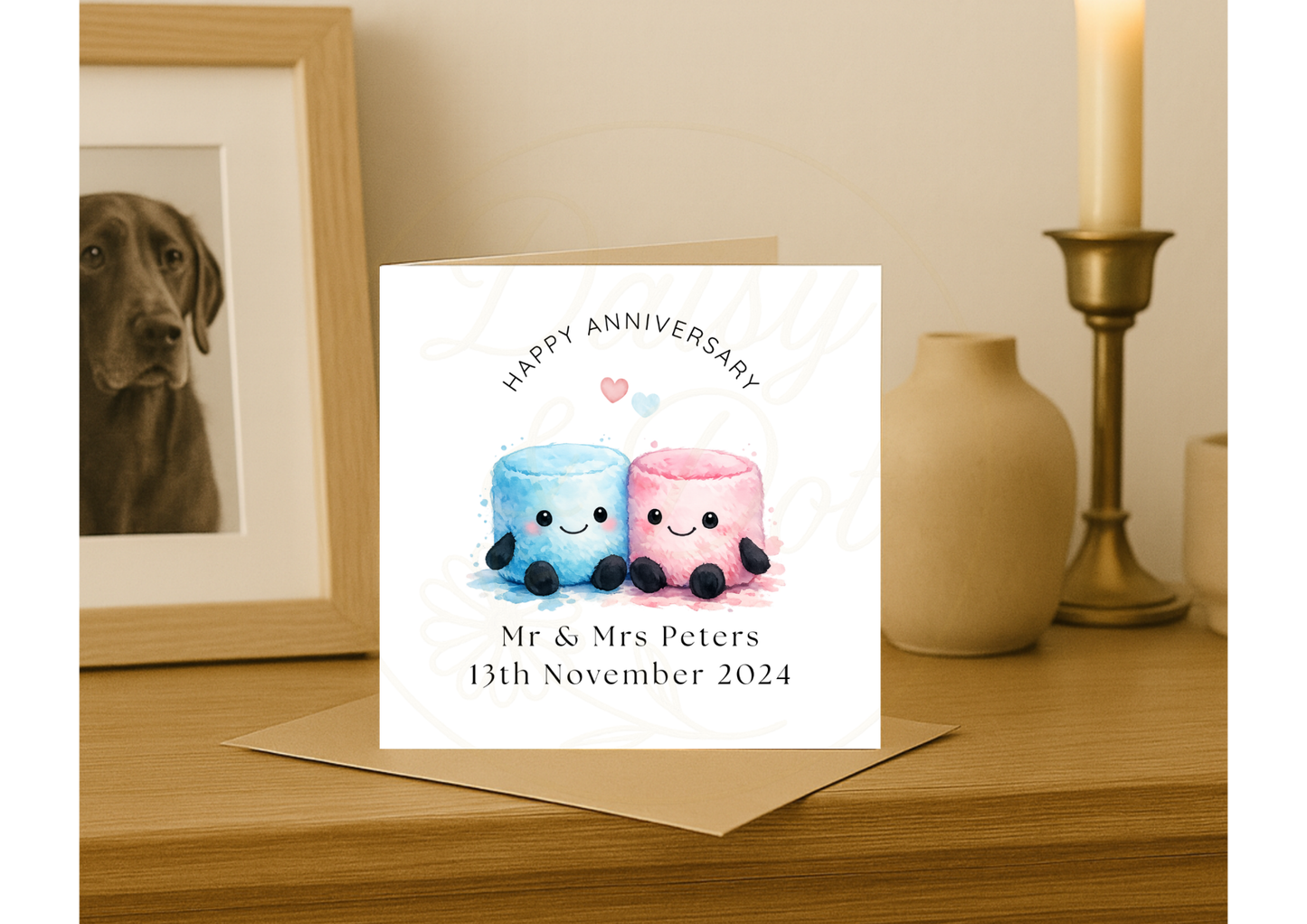 Personalised Cute Marshmallow Couple Anniversary Card