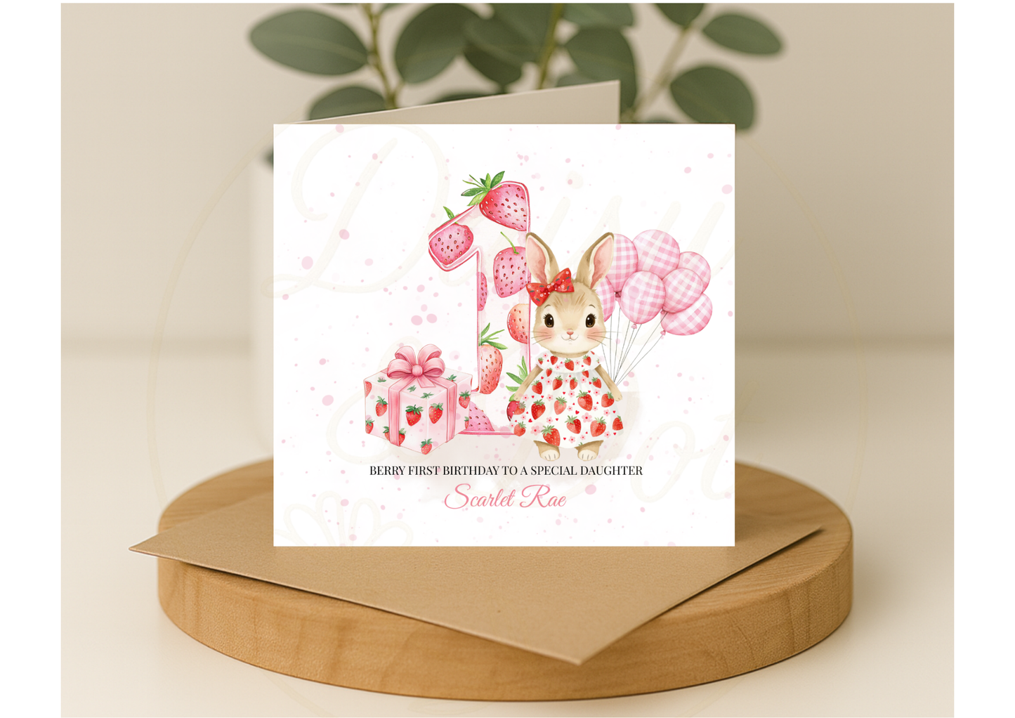 Berry First Birthday Card | Personalised 1st Birthday Card for Baby Girl For Daughter, Granddaughter, Niece