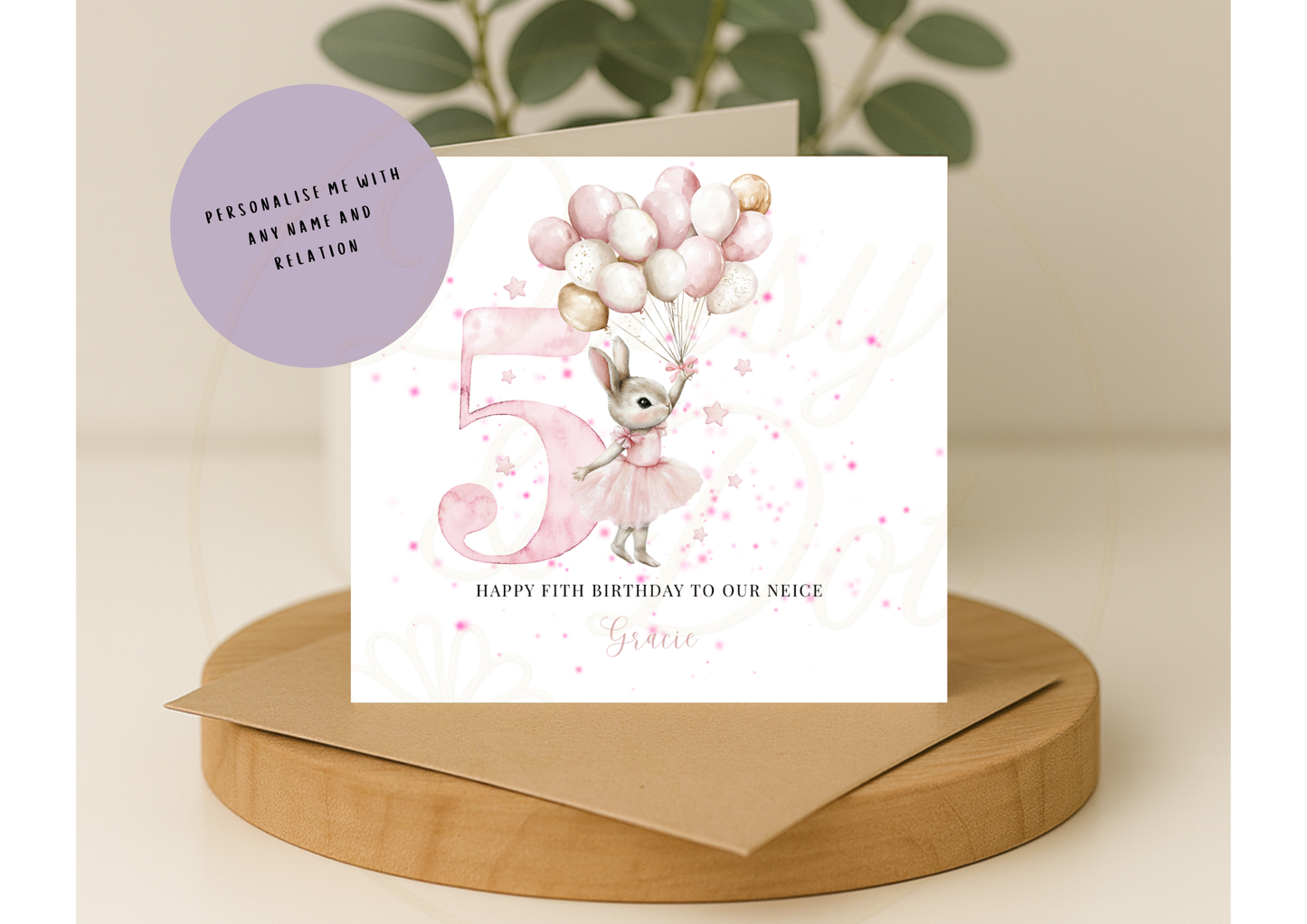 Personalised Pink Number Birthday Card Age 1–5 For Daughter Niece Granddaughter