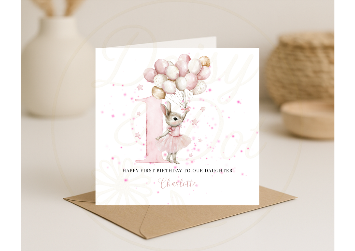 Personalised Pink Number Birthday Card Age 1–5 For Daughter Niece Granddaughter