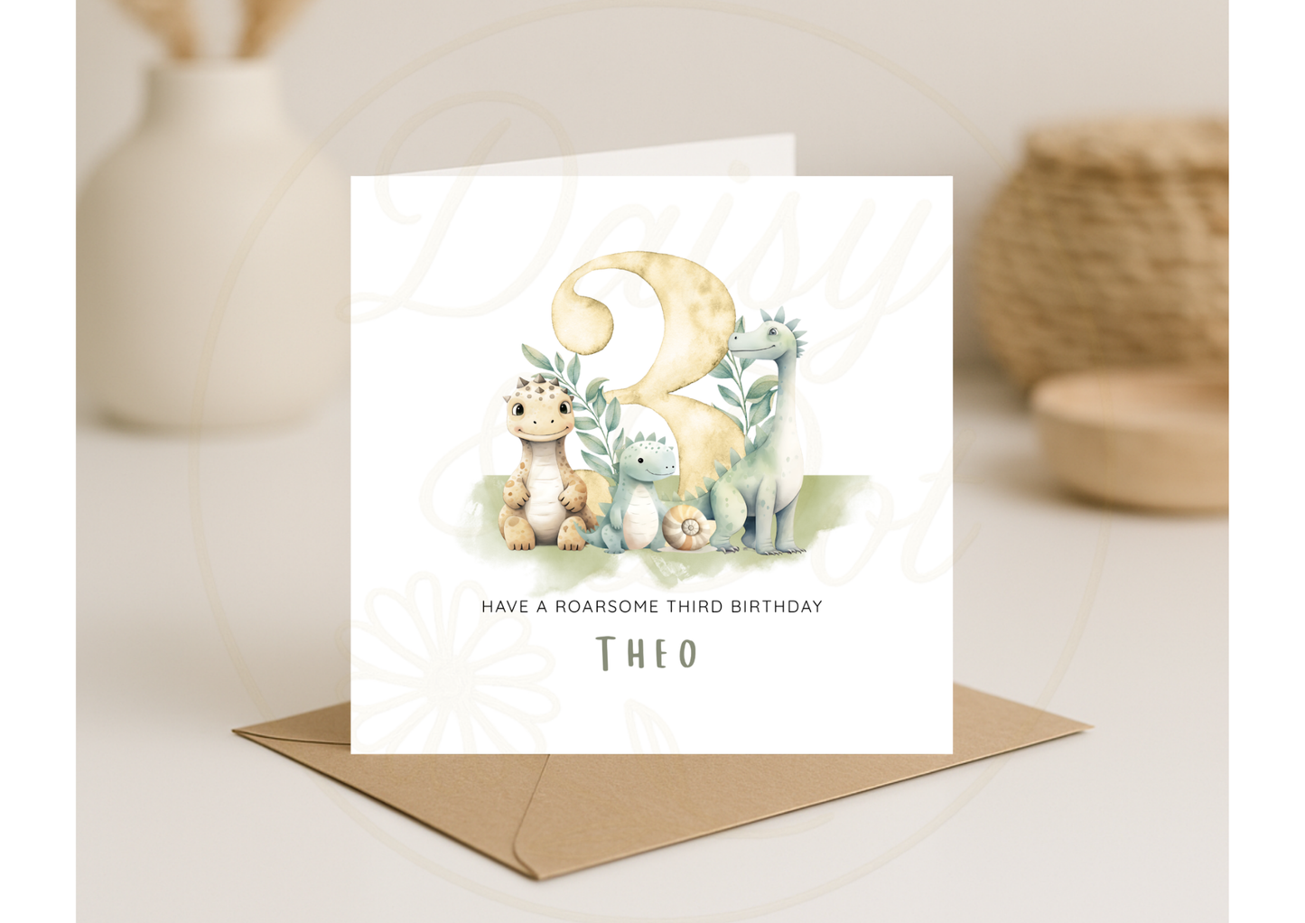 Personalised Dinosaur Birthday Card Age 1-6 - Birthday Card for Boys