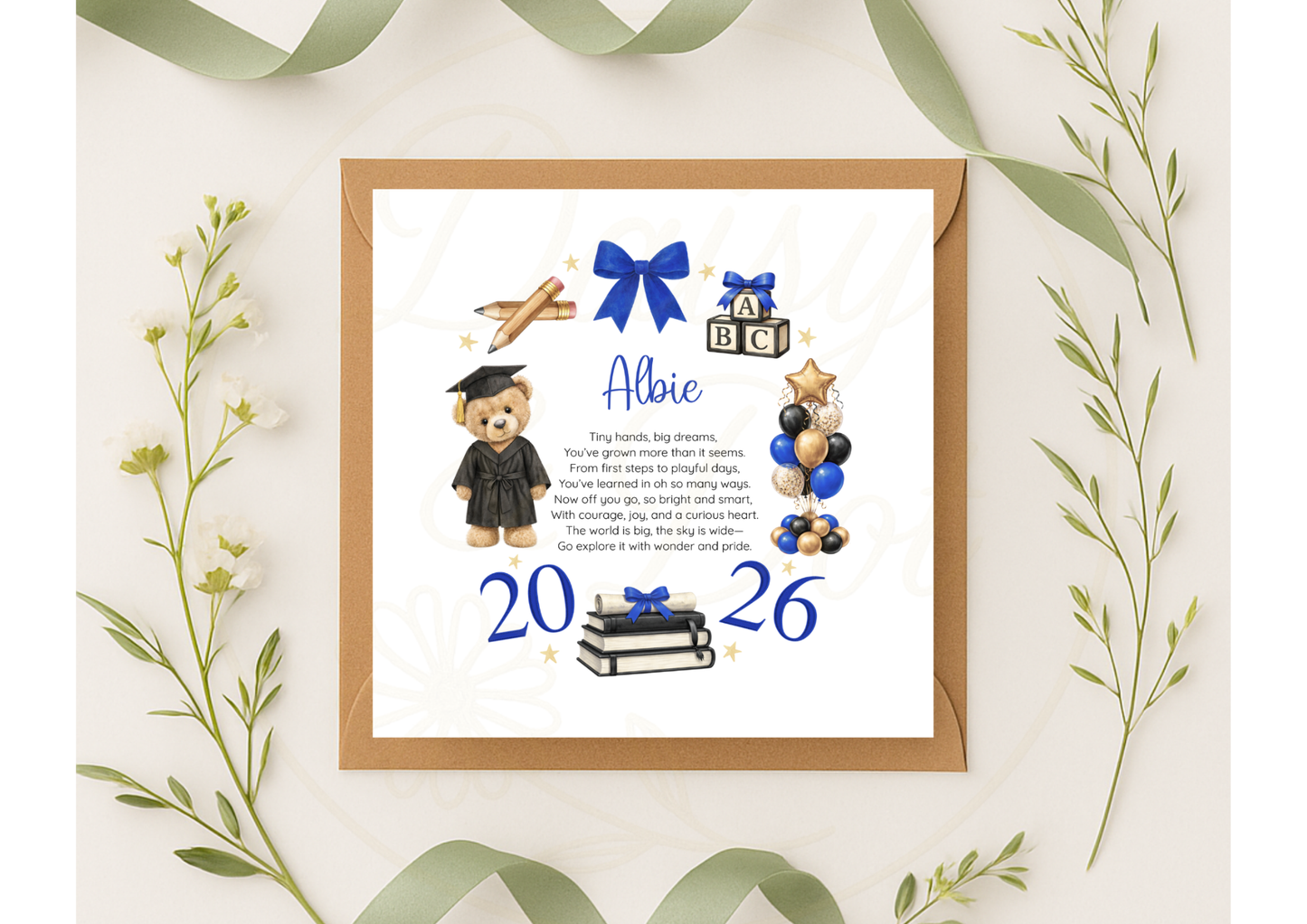 Personalised Nursery Graduation Card 2026 – Custom Preschool Graduate Keepsake (12 Colour Options)