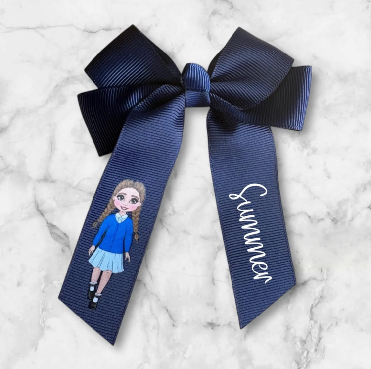 girls name hair bow with alligator clip